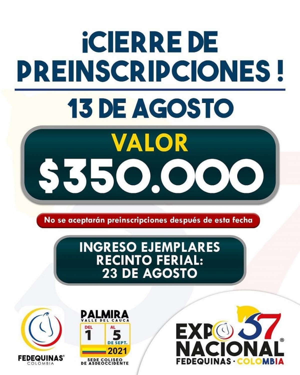 Fecha de cierre de inscripciones.