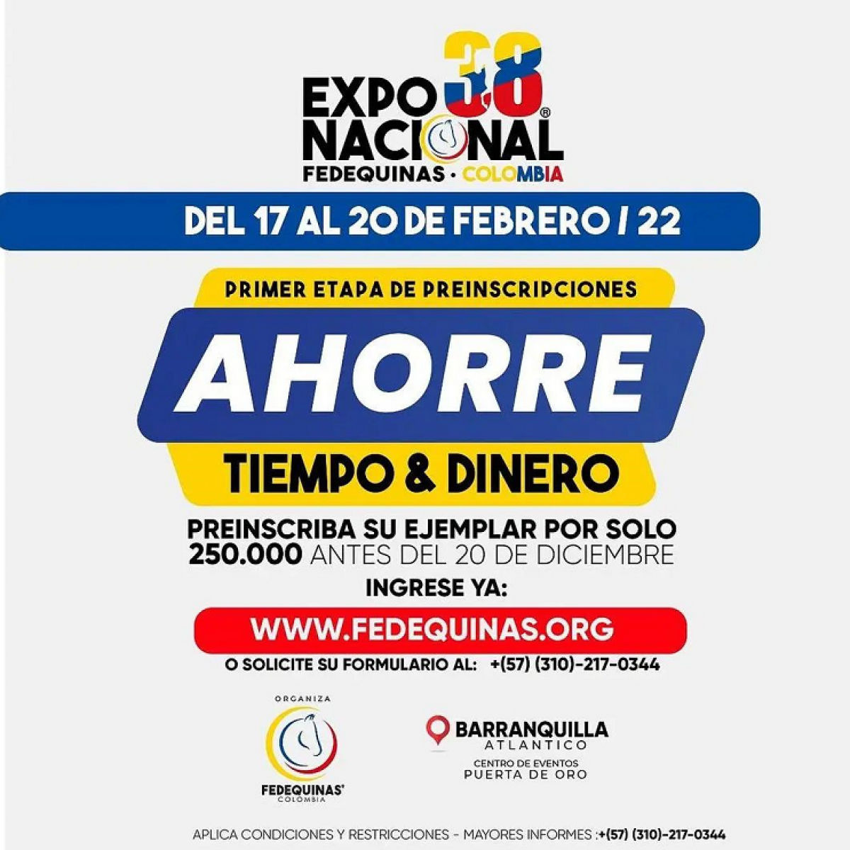 ¿Ya preinscribiste tú ejemplar? Ahorra tiempo & dinero inscribiéndolo por solo $250.000 antes del 20 de diciembre de 2021.