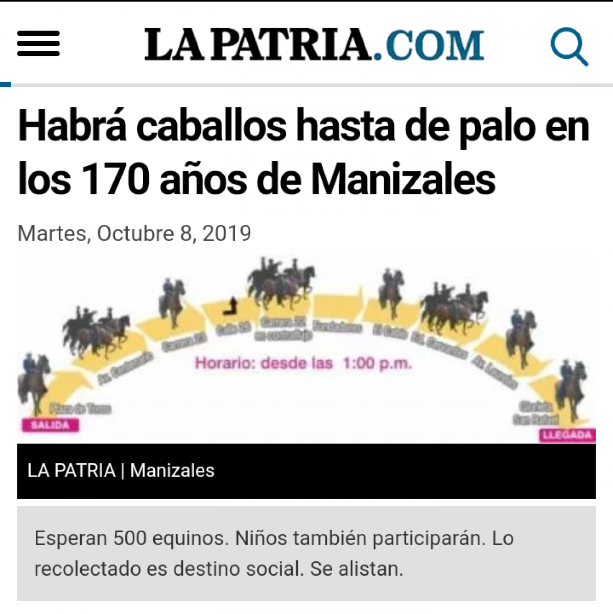 Habrá Caballos Hasta de Palo En Los 170 años de Manizales