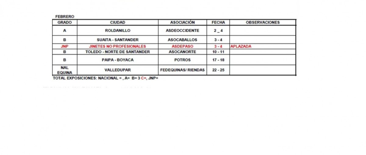 Programesé Para Las Ferias Equinas Del Mes de Febrero!!
