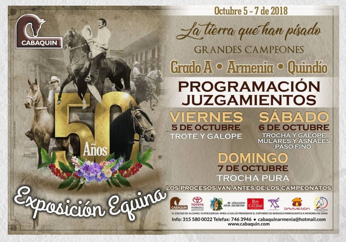 RESULTADOS 50 A&ntilde;os Exposici&oacute;n Equina Grado A Armenia 2018 - TROCHA Y GALOPE