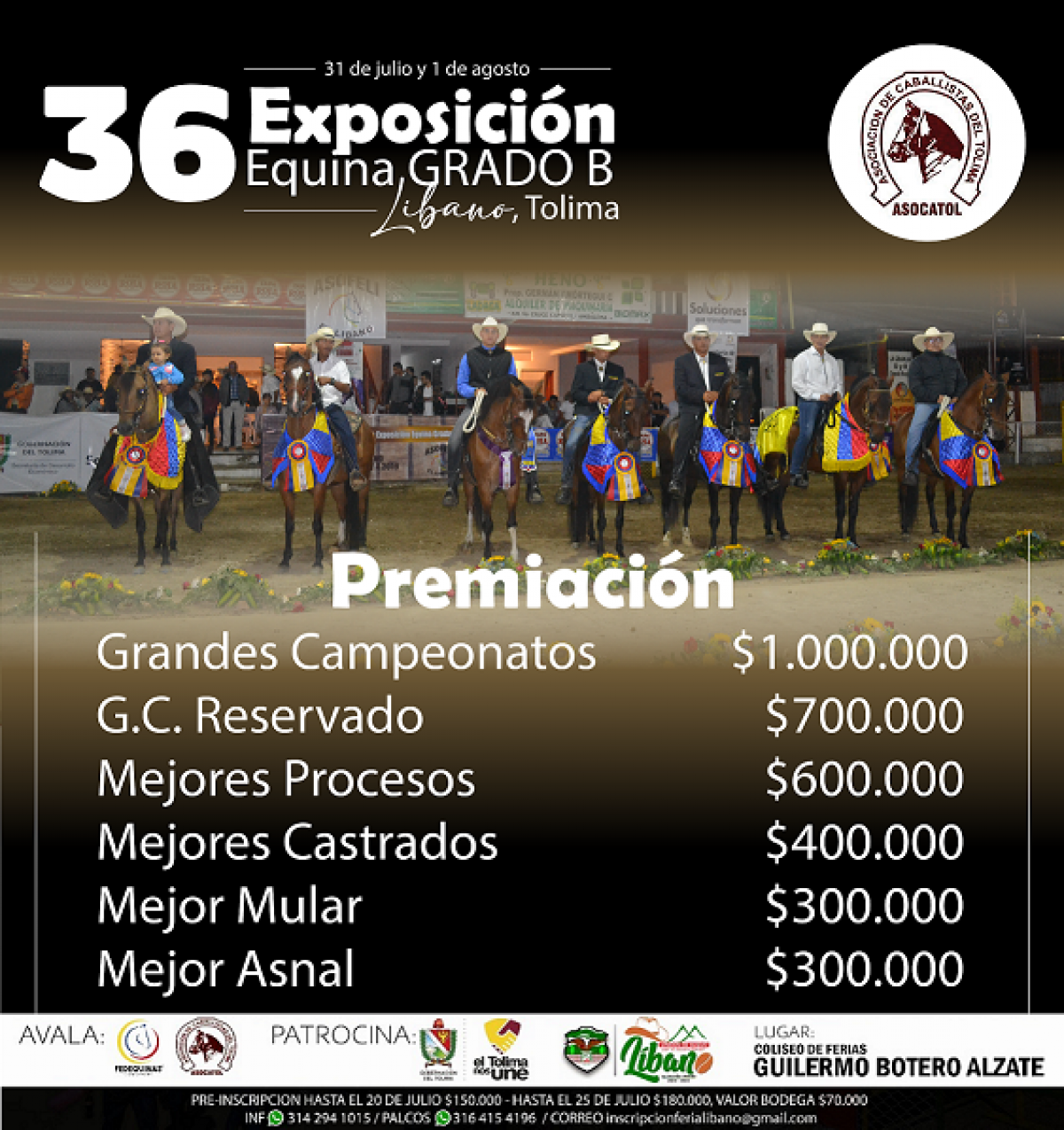 36 Exposici&oacute;n Equina grado B Libano, Tolima del 31 de julio al 1 de agosto 