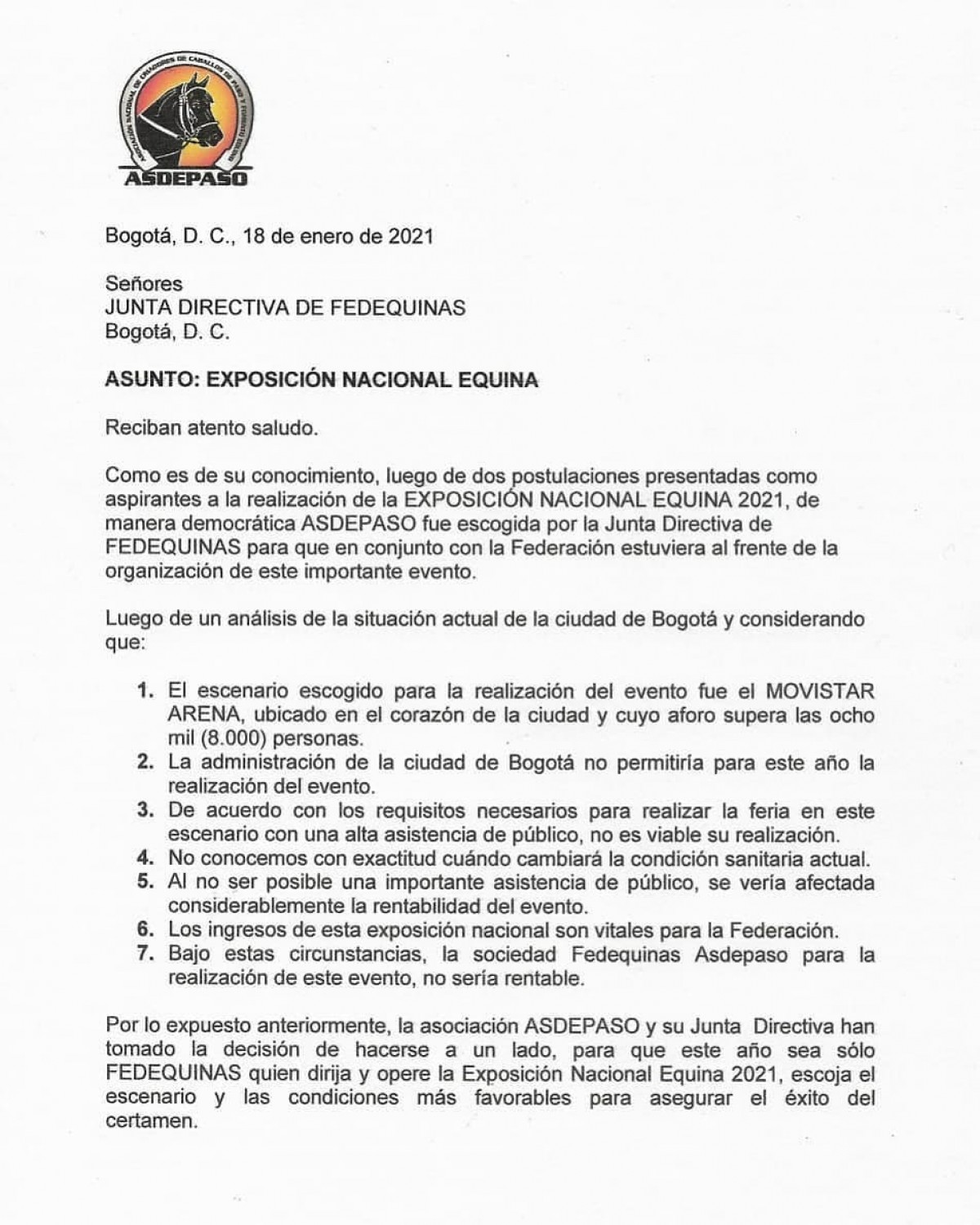 COMUNICADO OFICIAL ASDEPASO