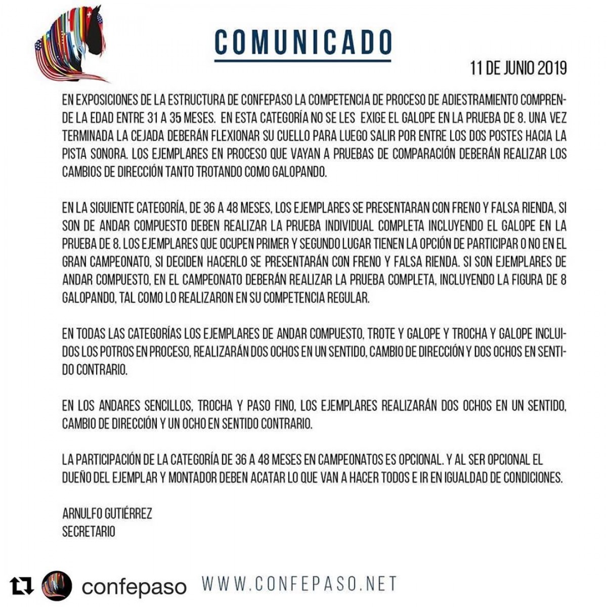 Comunicado CONFEPASO: Competencia Entre 31 a 35 meses