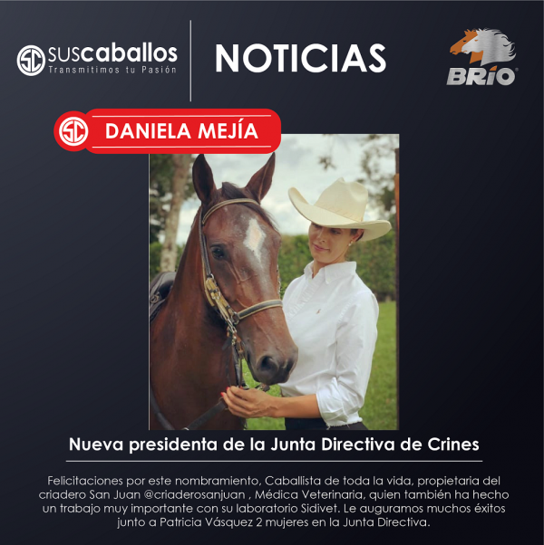 https://www.suscaballos.com/Daniela Mejía Nueva presidenta de la Junta Directiva de Crines Pereira