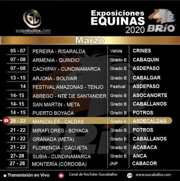 https://www.suscaballos.com/PROGRAMATE! Exposiciones equinas MARZO de 2020 
