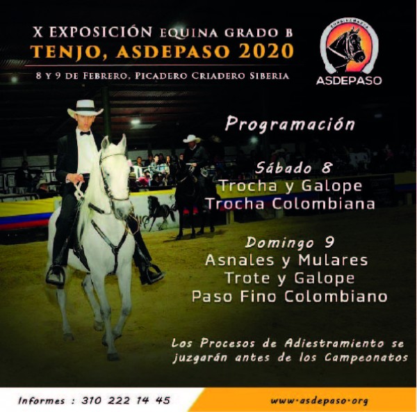 https://www.suscaballos.com/X Exposición Equina Grado B, Tenjo, Asdepaso 2020, 8 y 9 de febrero