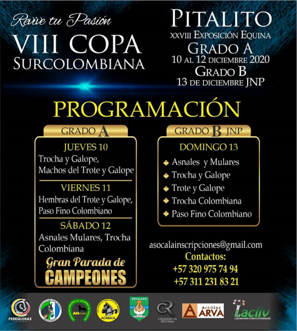 https://www.suscaballos.com/Programación VIII COPA SURCOLOMBIANA - Pitalito Grado A 