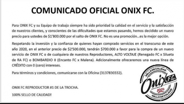 https://www.suscaballos.com/COMUNICADO OFICIAL ONIX FC