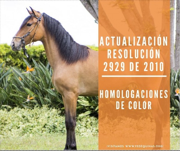 https://www.suscaballos.com/Fedequinas: Homologación Por Color, Actualización de la Resolución 2929 del 2010 