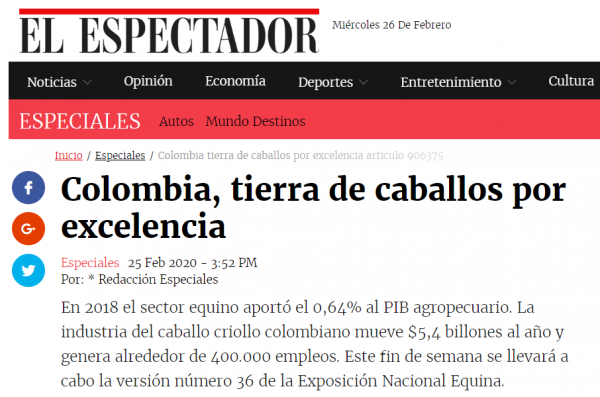 https://www.suscaballos.com/Colombia, tierra de caballos por excelencia - Art: El Espectador