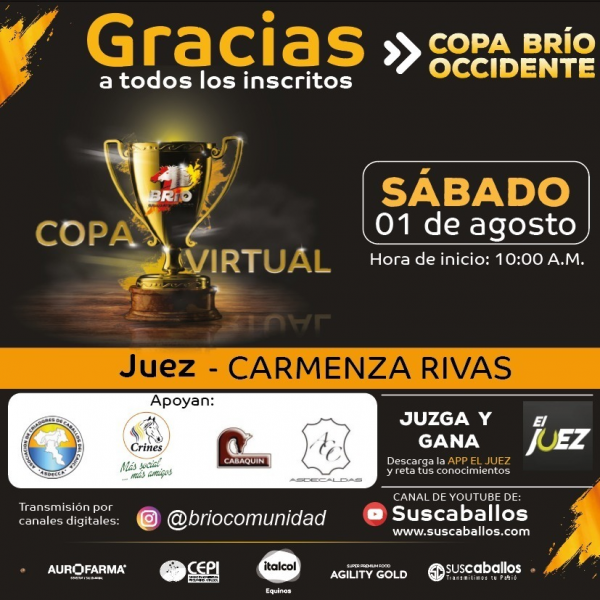 https://www.suscaballos.com/COPA VIRTUAL BRIO OCCIDENTE- Este sábado 1 de agosto