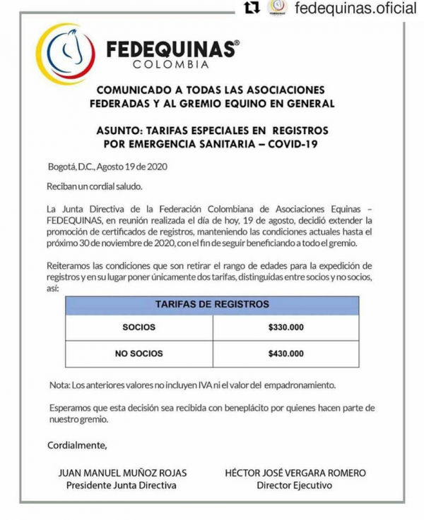 https://www.suscaballos.com/Comunicado de la Federación al Gremio en general 