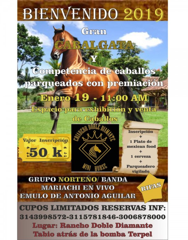 https://www.suscaballos.com/Cabalgata y competencia Caballos Parqueados, 19 de Enero