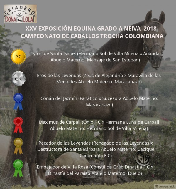 https://www.suscaballos.com/VÍDEO:Tyfon Campeón, Eros Reservado, Trocha Colombiana, Neiva 2018