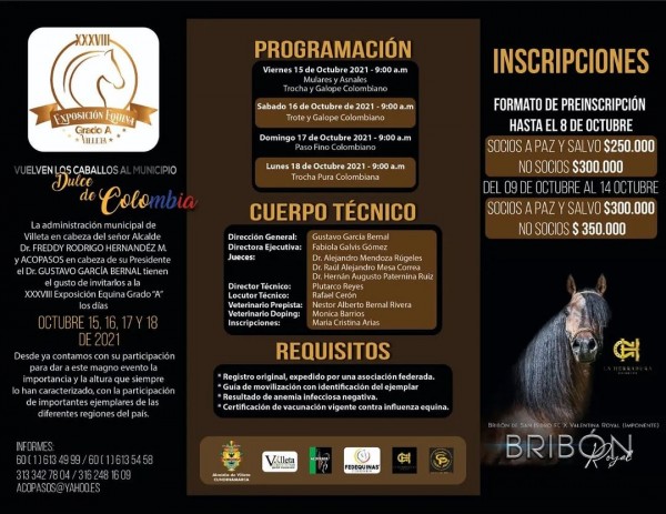 https://www.suscaballos.com/Equina Grado A de Villeta del 15 al 18 de octubre.