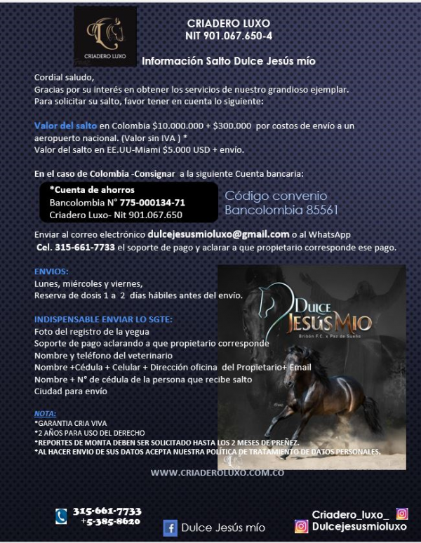 https://www.suscaballos.com/COMUNICADO CRIADERO LUXO
