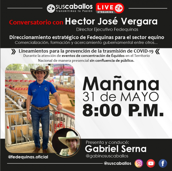 https://www.suscaballos.com/ Conversatorio con Hector José Vergara Director Ejecutivo Fedequinas sobre: ✔️Direccionamiento estratégico de @fedequinas.oficial para el sector equino