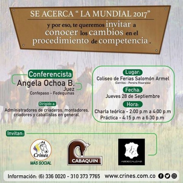 https://www.suscaballos.com/Conferencia 28 de Septiembre Sobre El Nuevo Reglamento!!