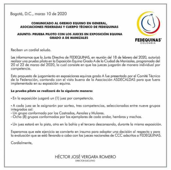 https://www.suscaballos.com/Comunicado @fedequinas.oficial al gremio equino en general