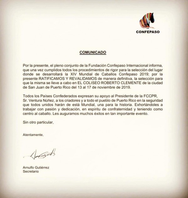 https://www.suscaballos.com/Comunicado CONFEPASO 2019