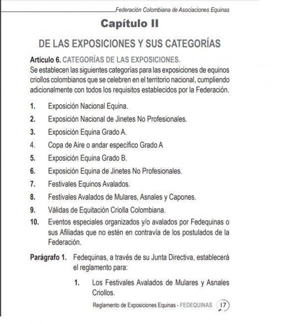 https://www.suscaballos.com/Reglamento Fedequinas: Categor&iacute;a Exposiciones, Horarios Y Honorarios