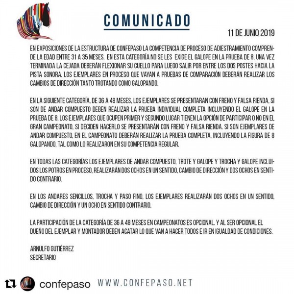 https://www.suscaballos.com/Comunicado CONFEPASO: Competencia Entre 31 a 35 meses