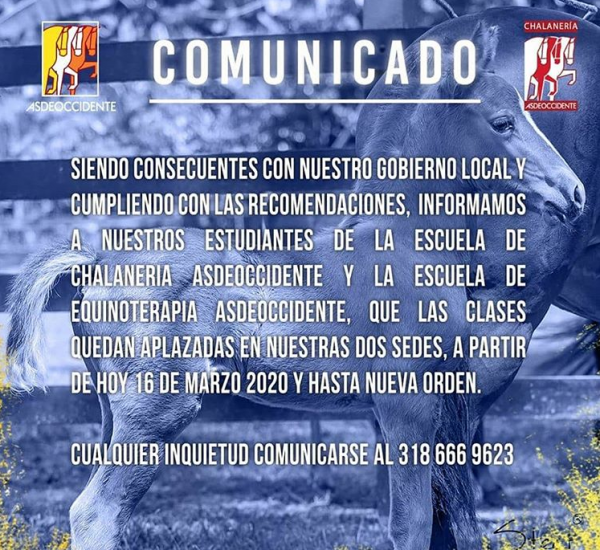 https://www.suscaballos.com/Comunicado Escuela de Chalaneria y Equinoterapia 