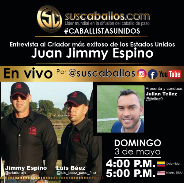 https://www.suscaballos.com/Entrevista al criador más exitoso de los EEUU, Jimmy Espino