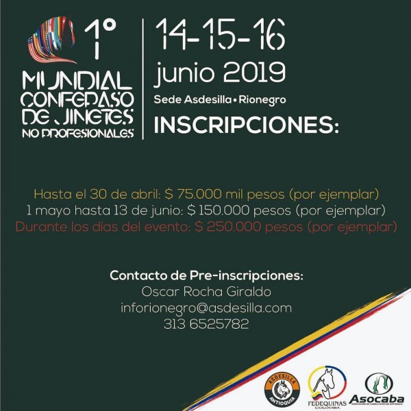 https://www.suscaballos.com/Inscripciones para la 1ra Mundial de Jinetes No Profesionales, Junio 14- 16