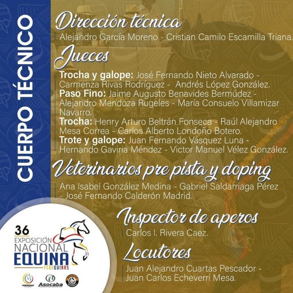https://www.suscaballos.com/¡Este será el cuerpo técnico de la 36 Exposición Nacional Equina 2020!
